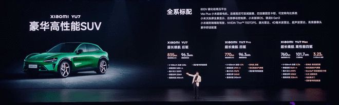 全面对标特斯拉/挑战成为新“Y神” 小米YU7发布3
