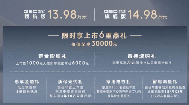 综合续航1405km 上汽大通G50混动售13.98万-14.98万2