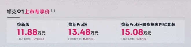 专享价11.88万-15.08万 领克01焕新版上市2