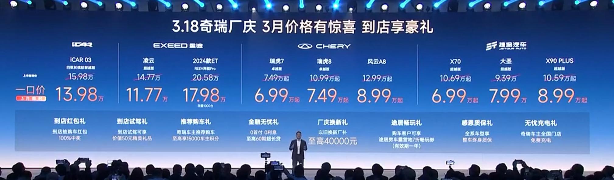 限时一口价 无套路直减 奇瑞发布全线限时购车优惠