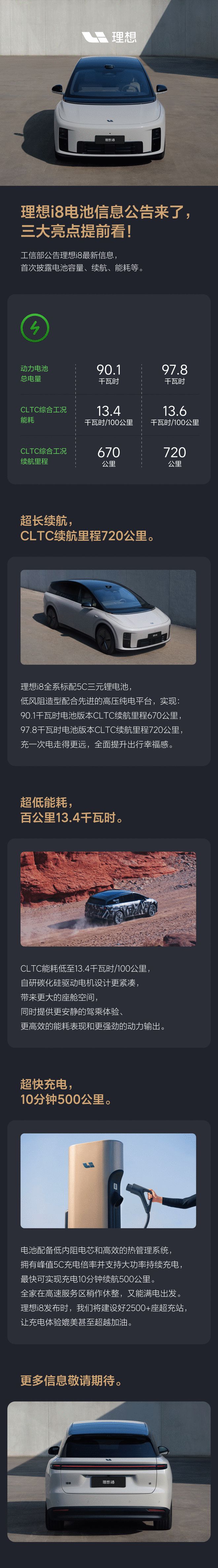 续航720km/充电10分钟补能500公里 理想i8信息曝光2