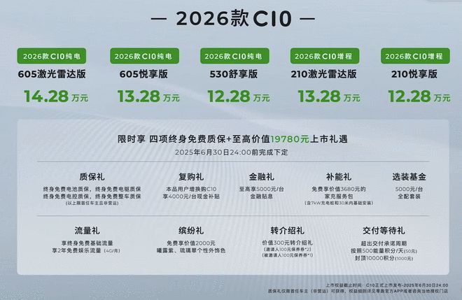 续航提升还更智能 26款零跑C10上市售12.28万起3