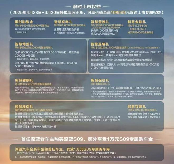 至高购车权益108599元 深蓝S09上市售23.99万起3